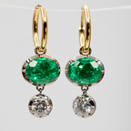 Green Gem 14K Gold & Silver Earrings