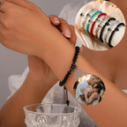 Custom Projection Bracelet Beaded Heart Charm Couple's Memory