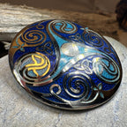 Round Enamel Triskele Knot Brooch