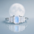 Moonstone Deco Sterling Silver Ring