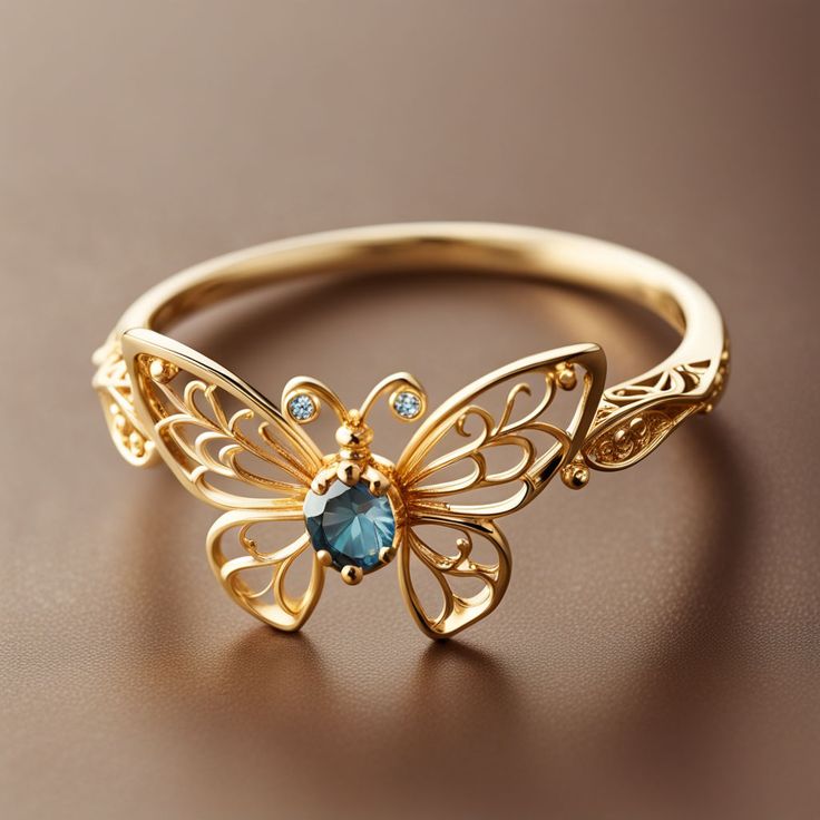 Exotic Butterfly Trail Gold Ring