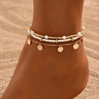 Gold Layered Anklet Set - Coastal Charm (3-Piece)