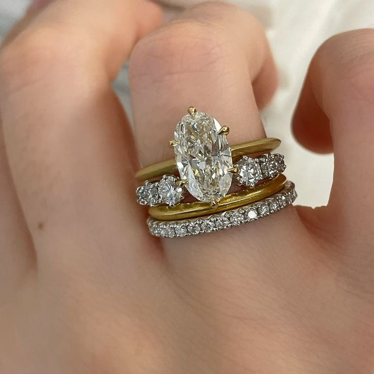 Oval Zirconia Gold Ring Set