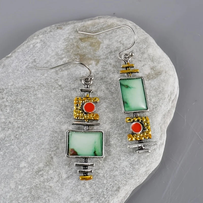 Boho Vintage Geometric Drop Hook Earrings
