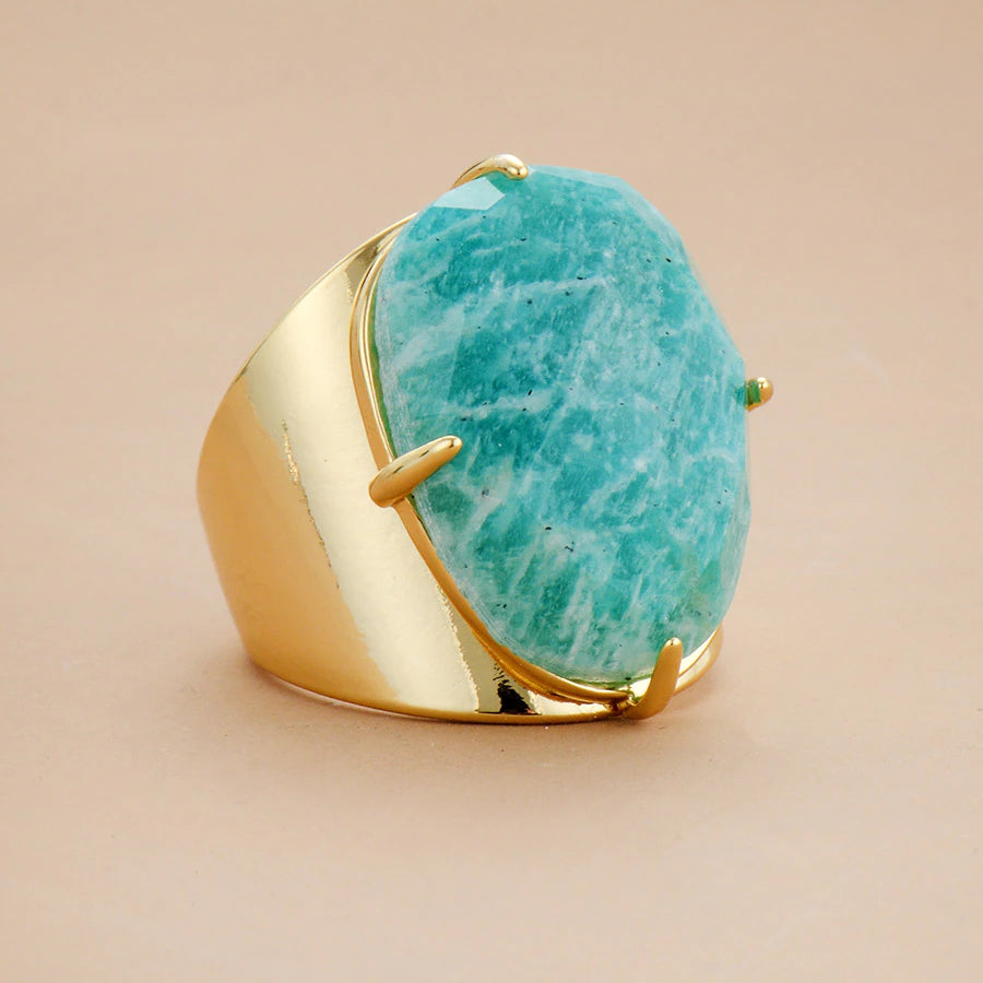 Lucky Amazonite Goddess Blue Ring