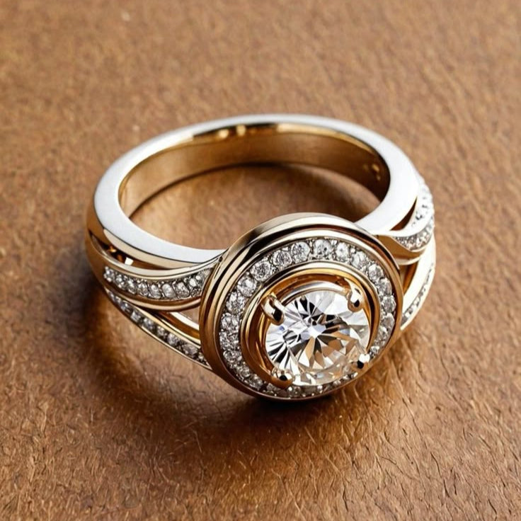 White Crystal Gold Ring
