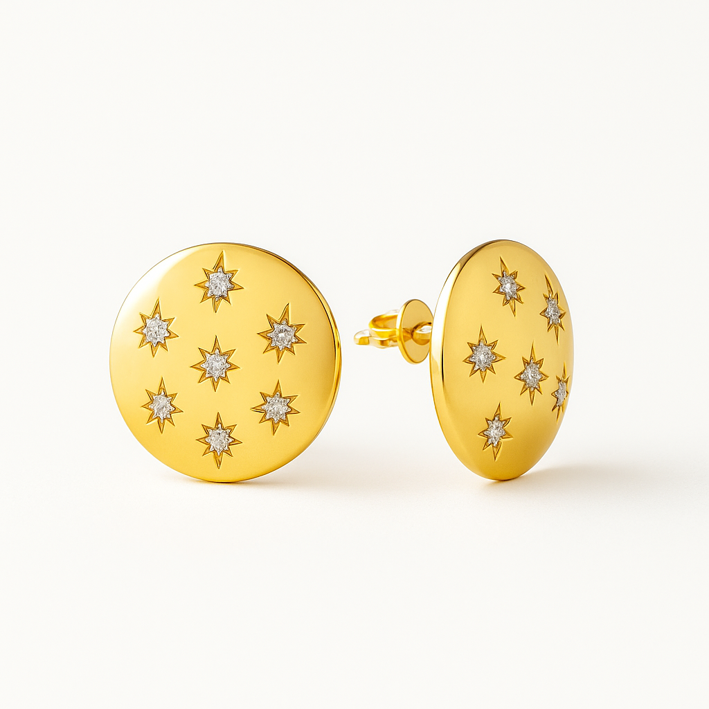 Celestial Dome Stud Gold Earrings