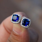 Elegant Blue Square Studs