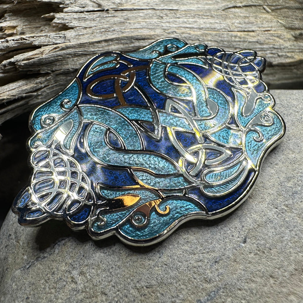 Celtic Dragon Enamel Brooch