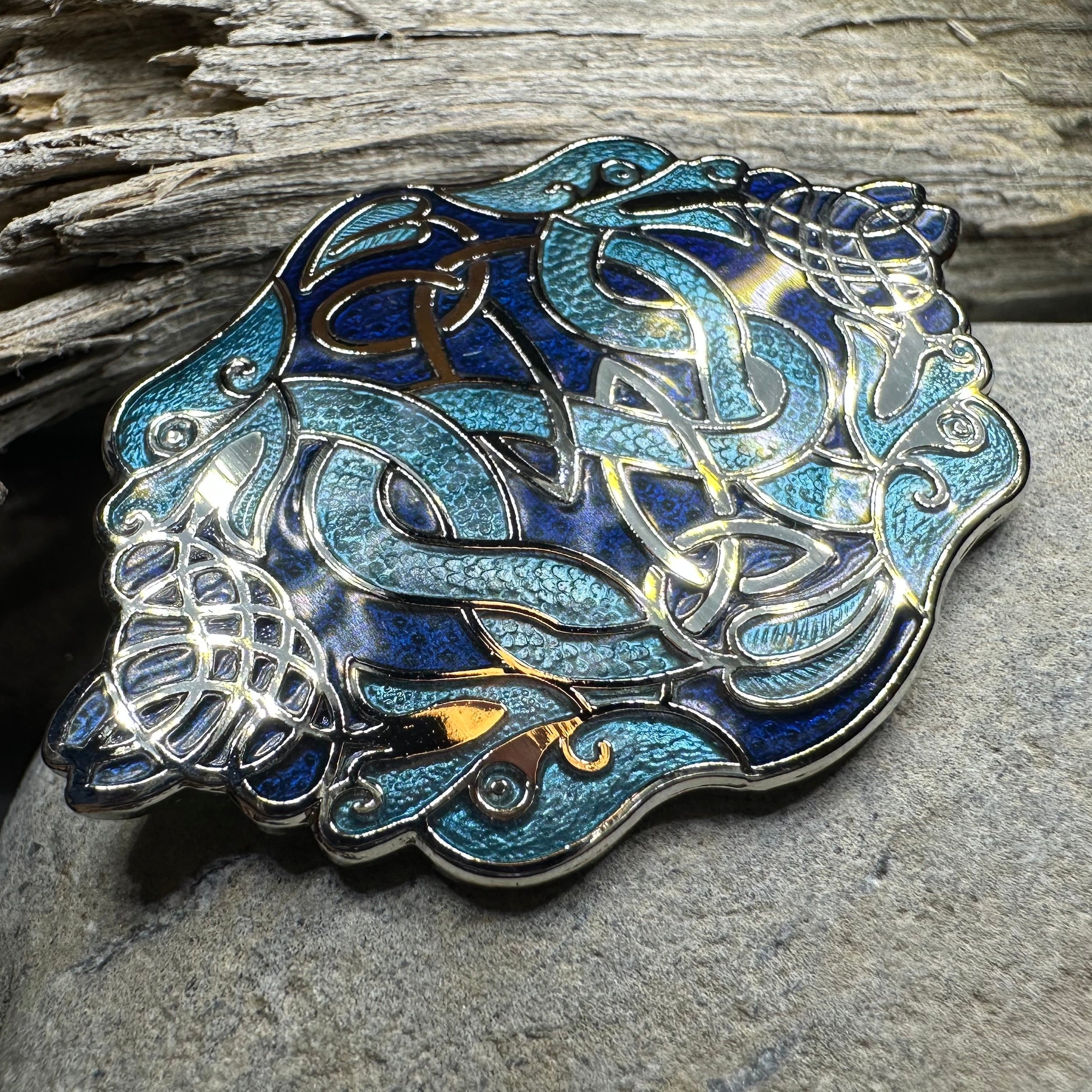 Celtic Dragon Enamel Brooch