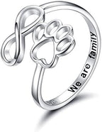 Handcrafted Paw & Heart Ring – Adjustable 925 Sterling Silver