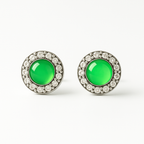Chrysoprase Stud Sterling Silver Earrings