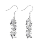 Women's Silver Plated Grape Beads Dangled Hook Earrings