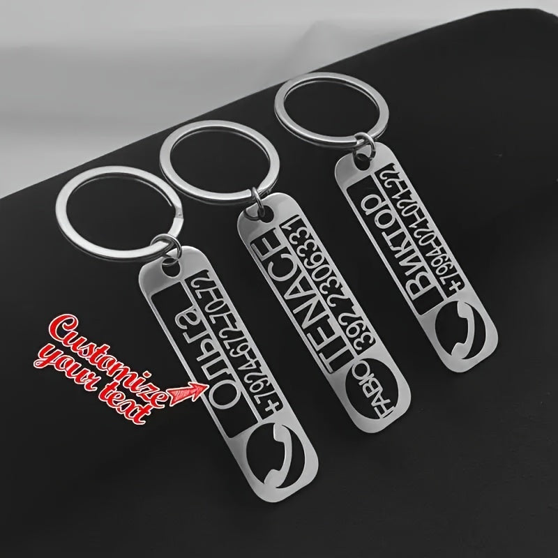 Personalized Stainless Steel Keychain - Custom Engraved Name & Message
