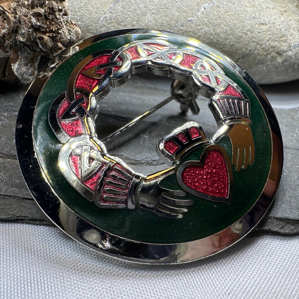 Enamel Irish Claddagh Brooch