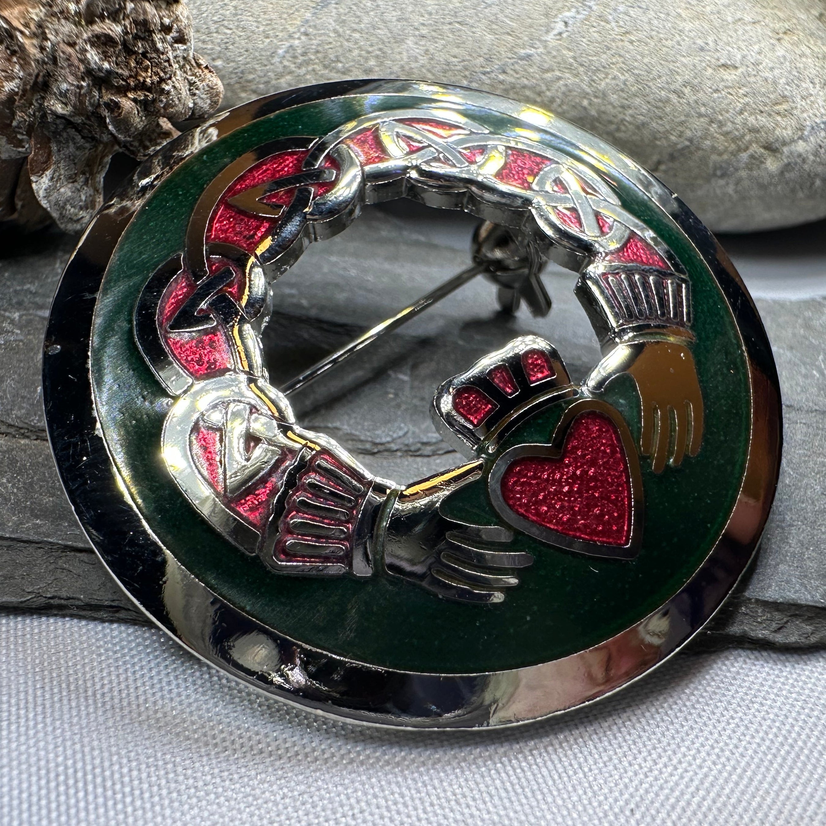 Enamel Irish Claddagh Brooch