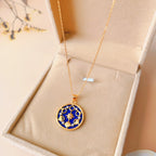 Olivenorma Lapis Lazuli Moon Phase Eight Awn Star Necklace