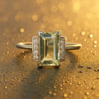 Green Amethyst & White Topaz Sterling Silver Ring