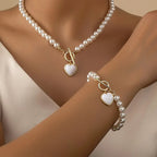 Beaded Heart Pendant & Bracelet Set