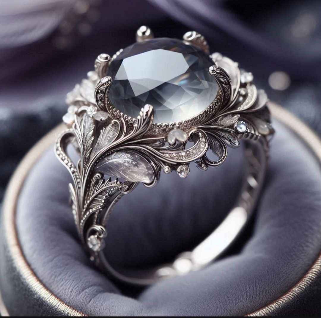 Exotic Grey Moonstone Silver Ring