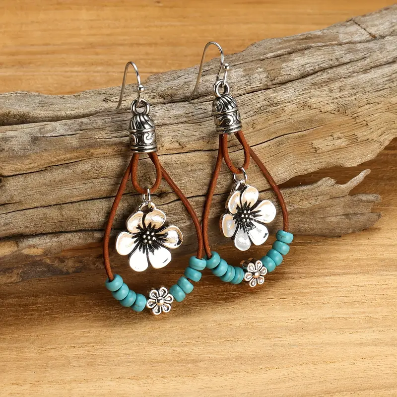 Floral Leather Earrings