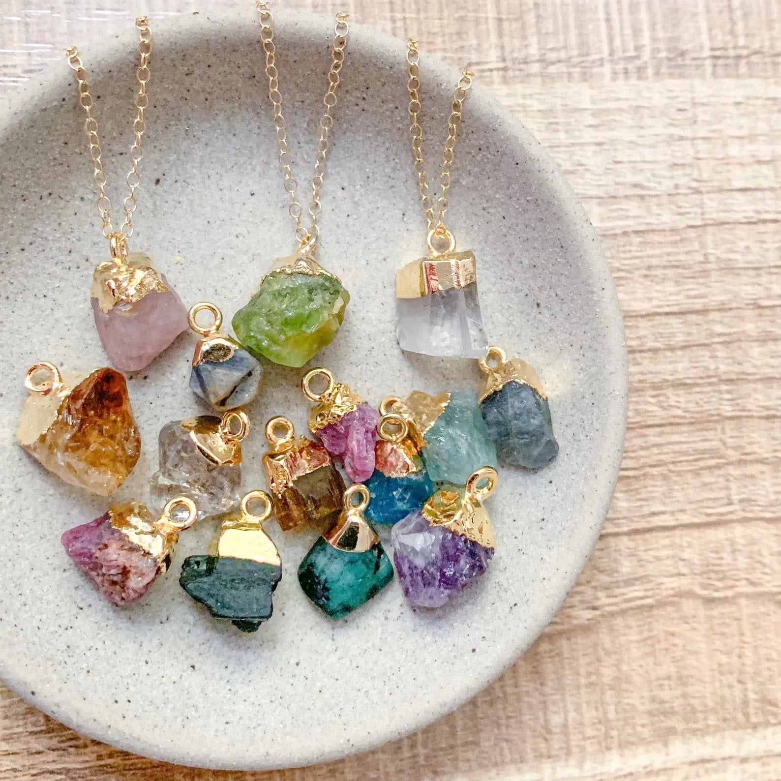 Olivenorma Irregular Crystal Raw Stone Gem gemstone Necklace