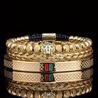 Men's Braided CZ Leopard Head Bracelet Stainless Steel Jewelry