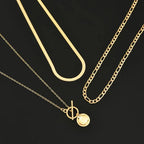 Gold Textured Coin Layered Necklace
