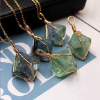 Olivenorma Natural Fluorite Octahedron Gemstone Necklace