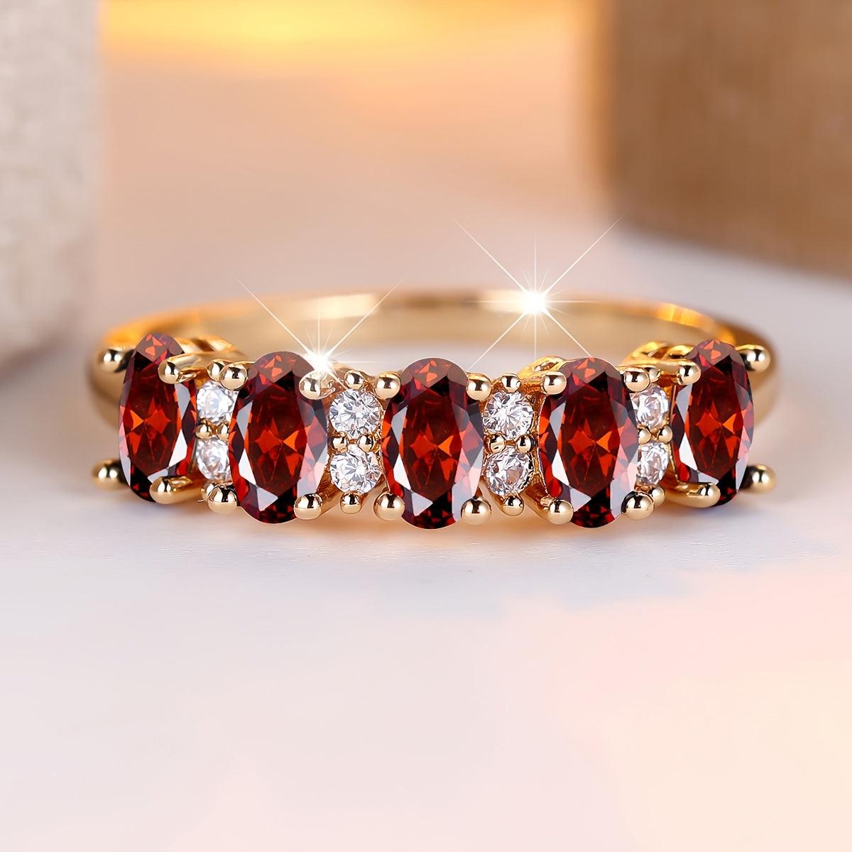 Unique Red Gems Ring