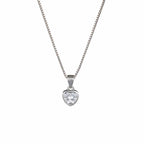 Women's Silver Plated Heart Shaped Pendant Necklace With Cubic Zirconia