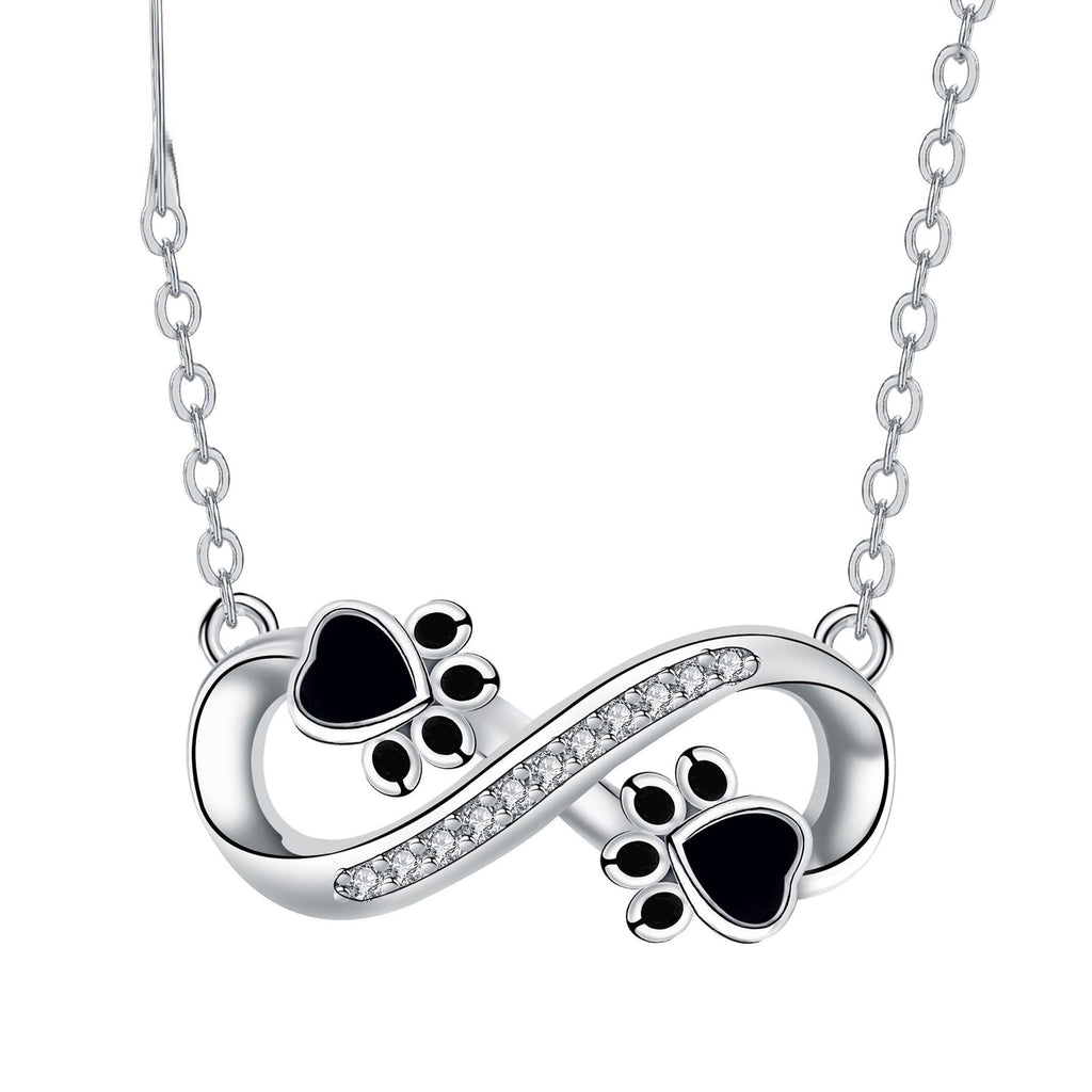 Infinity Paw Print Necklace with Zirconia