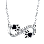 Infinity Paw Print Necklace with Zirconia