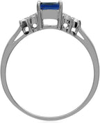 Octagon Cut Sapphire Ring | White Gold