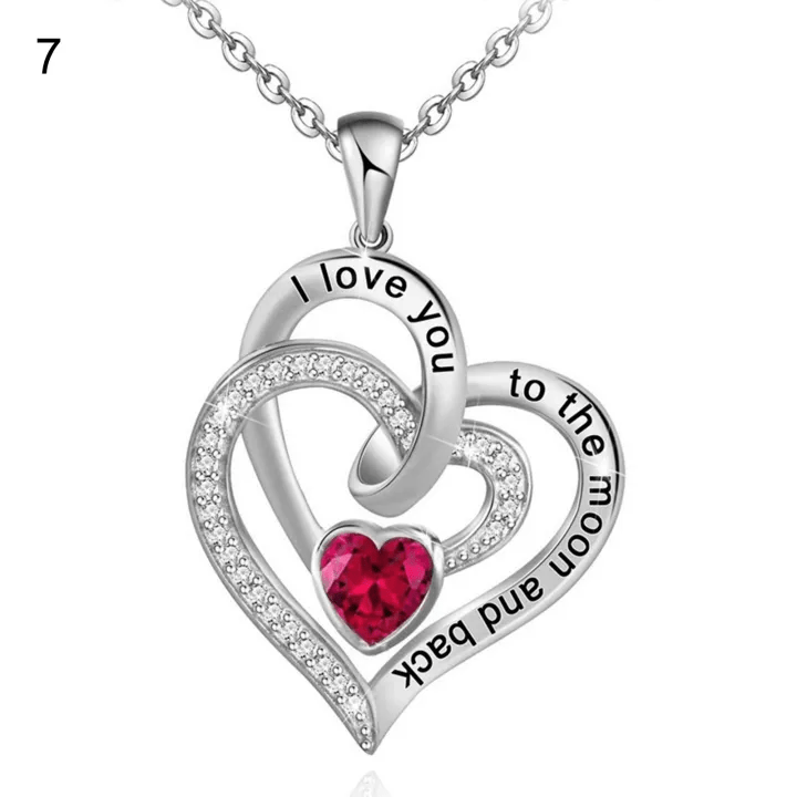 Olivenorma Hearts and Hearts Birthstone Gift Card Necklace