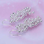 Women's Silver Plated Grape Beads Dangled Hook Earrings
