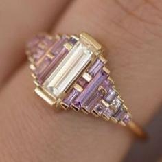 Vintage Purple Gold Glass Ring
