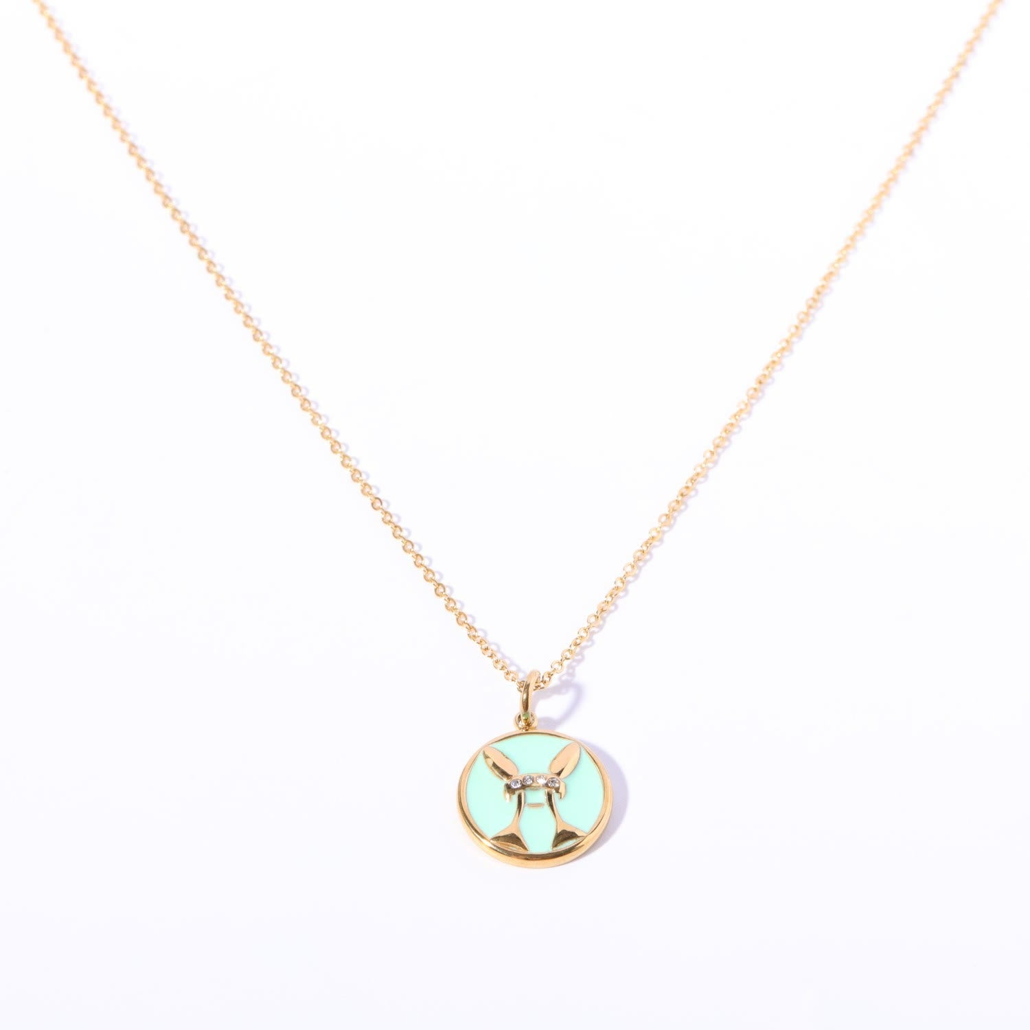 Olivenorma White Zircon Vintage Zodiac Stainless Steel 18k Necklace