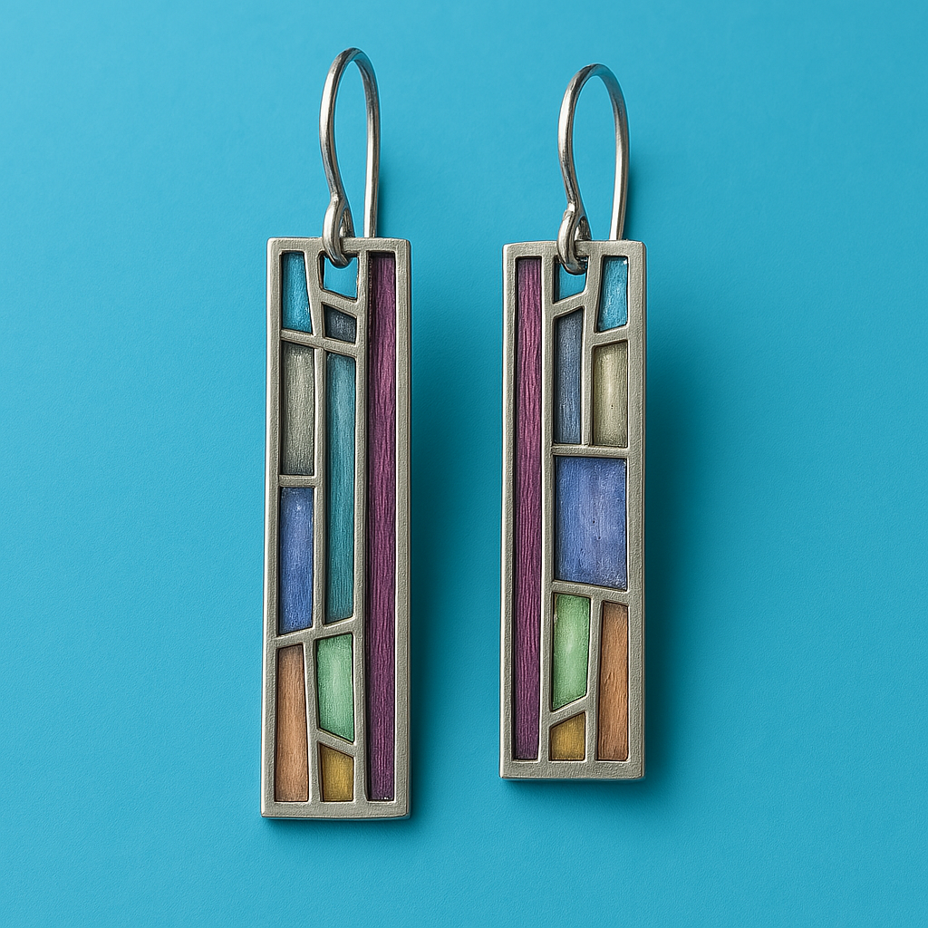 Vintage Colorful Silver Earrings