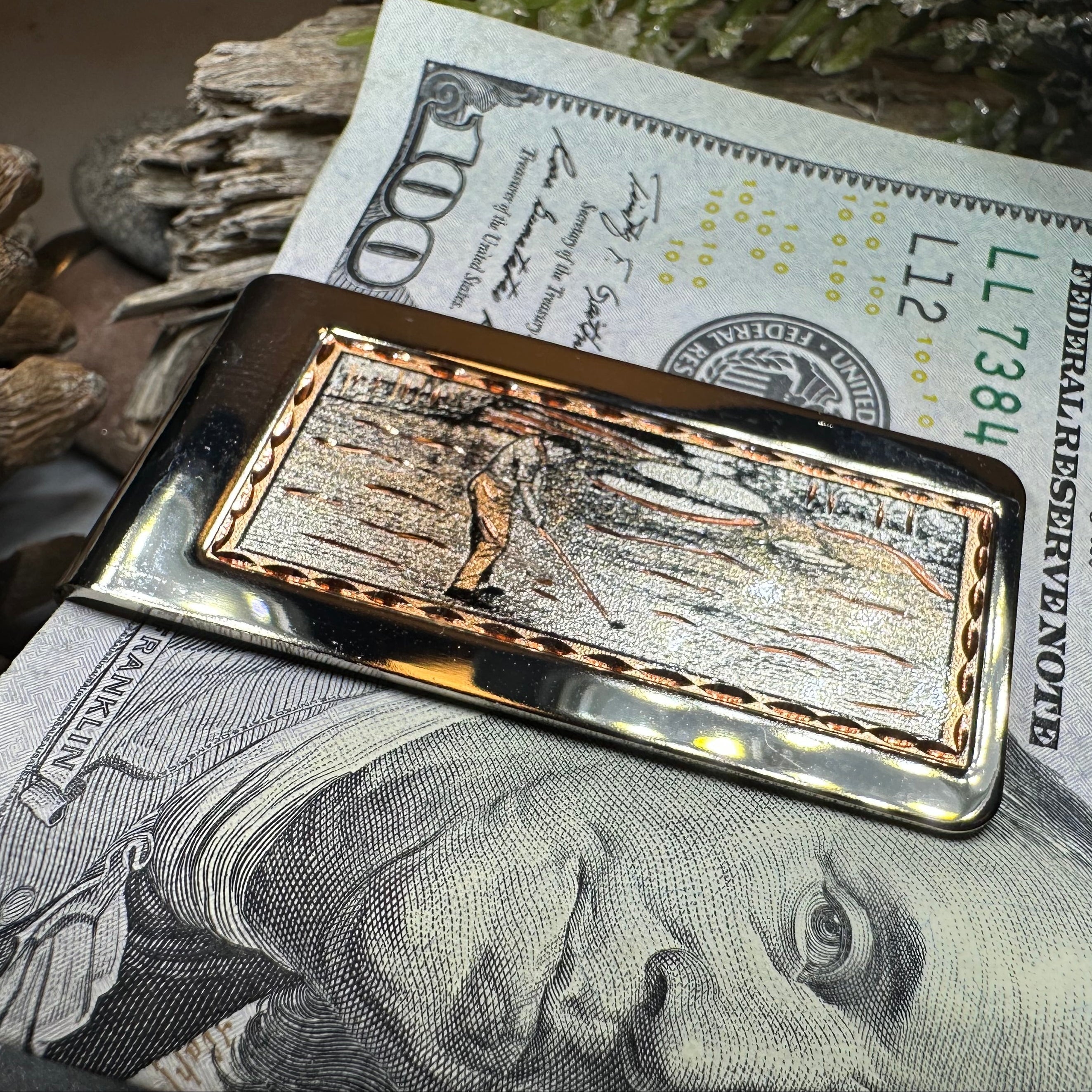 Golfer Copper Money Clip