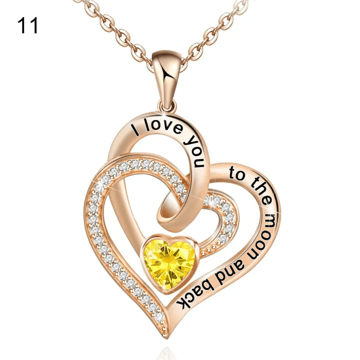 Olivenorma Hearts and Hearts Birthstone Gift Card Necklace