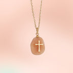 Olivenorma Natural Stone Cross Pendant Necklace