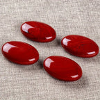 Natural Red Agate Palm Stone Oval Faux Polished Bohemian Style Jewelry