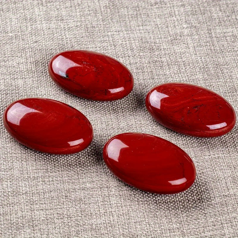 Natural Red Agate Palm Stone Oval Faux Polished Bohemian Style Jewelry