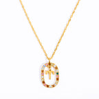 Olivenorma Zircon Openwork Oval Constellation Zodiac Necklace