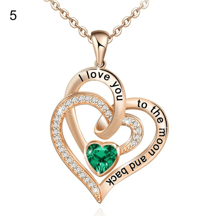 Olivenorma Hearts and Hearts Birthstone Gift Card Necklace
