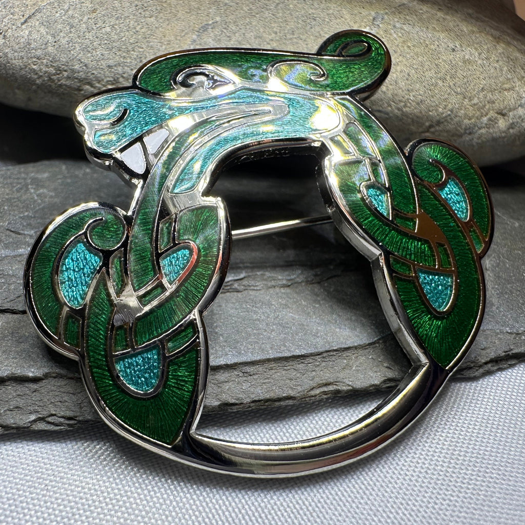 Enamel Celtic Dragon Brooch