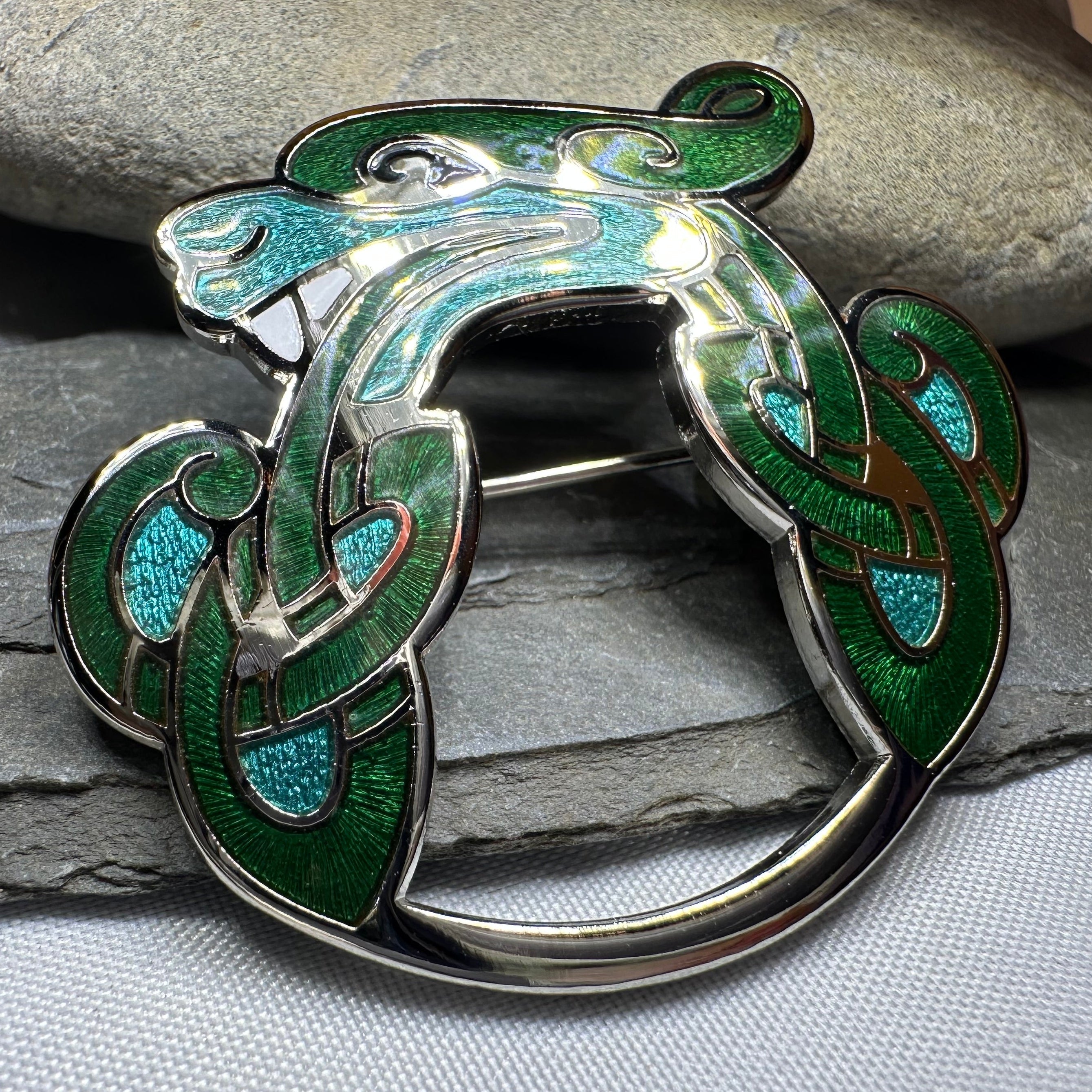 Enamel Celtic Dragon Brooch