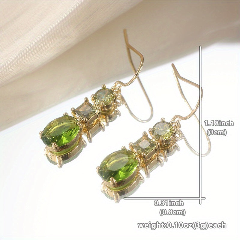 Elegant Green Retro Pendant Earrings