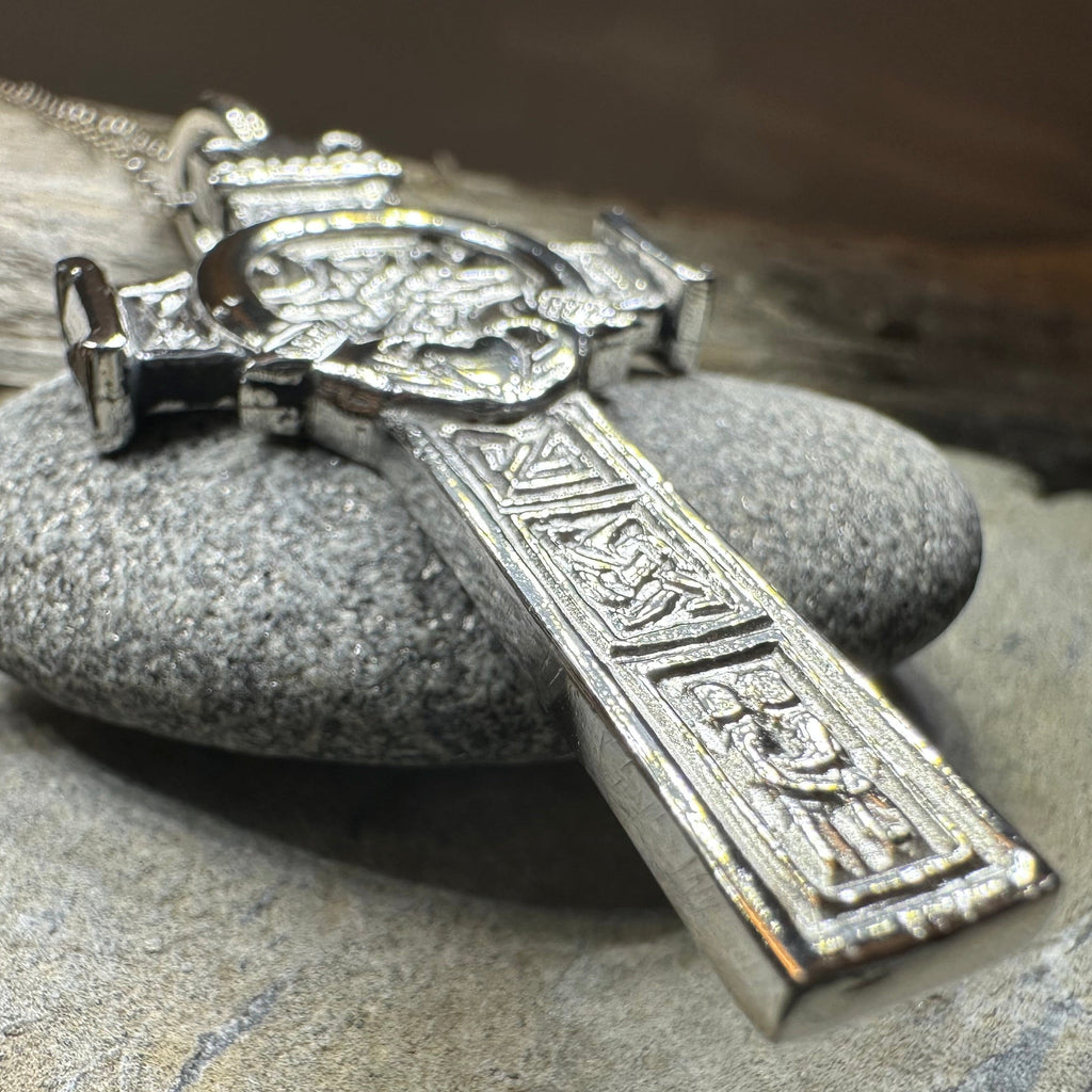 Large Artisan Irish Claddagh Cross Necklace